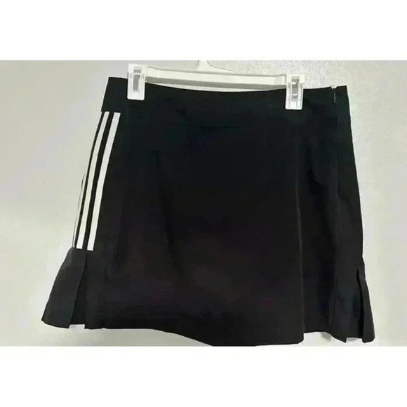Adidas‎ Climacool Tennis Golf Skirt Black Iconic Classic White Stripes Size 8 - Picture 1 of 4
